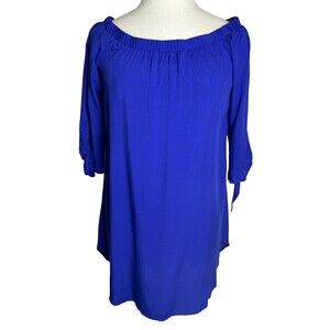Just Quella NWT Royal Blue Mini Dress/Long Tunic, Sz L, Off the Shoulder, Sheath